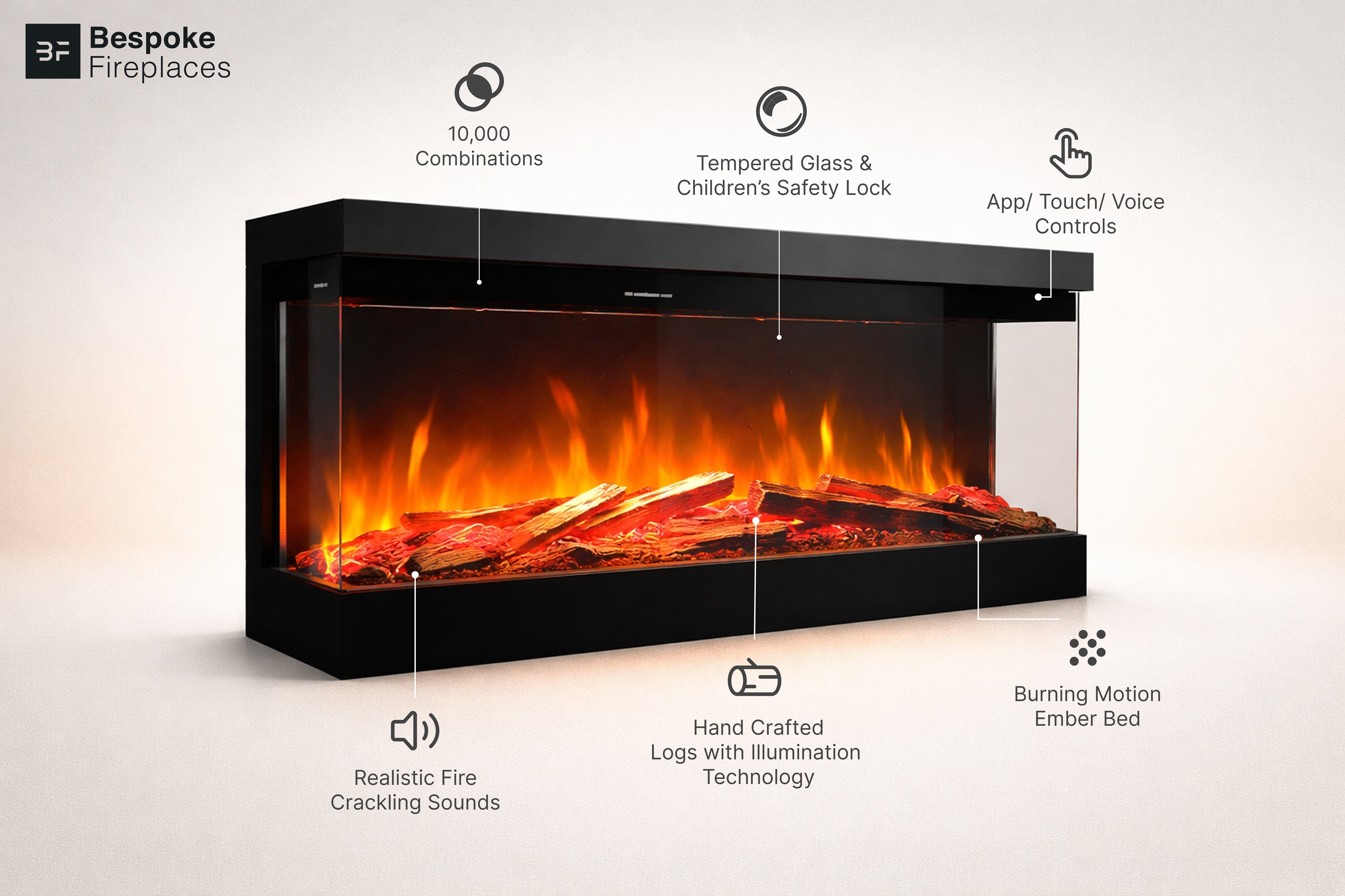 Panoramic X Media Wall Electric Fire