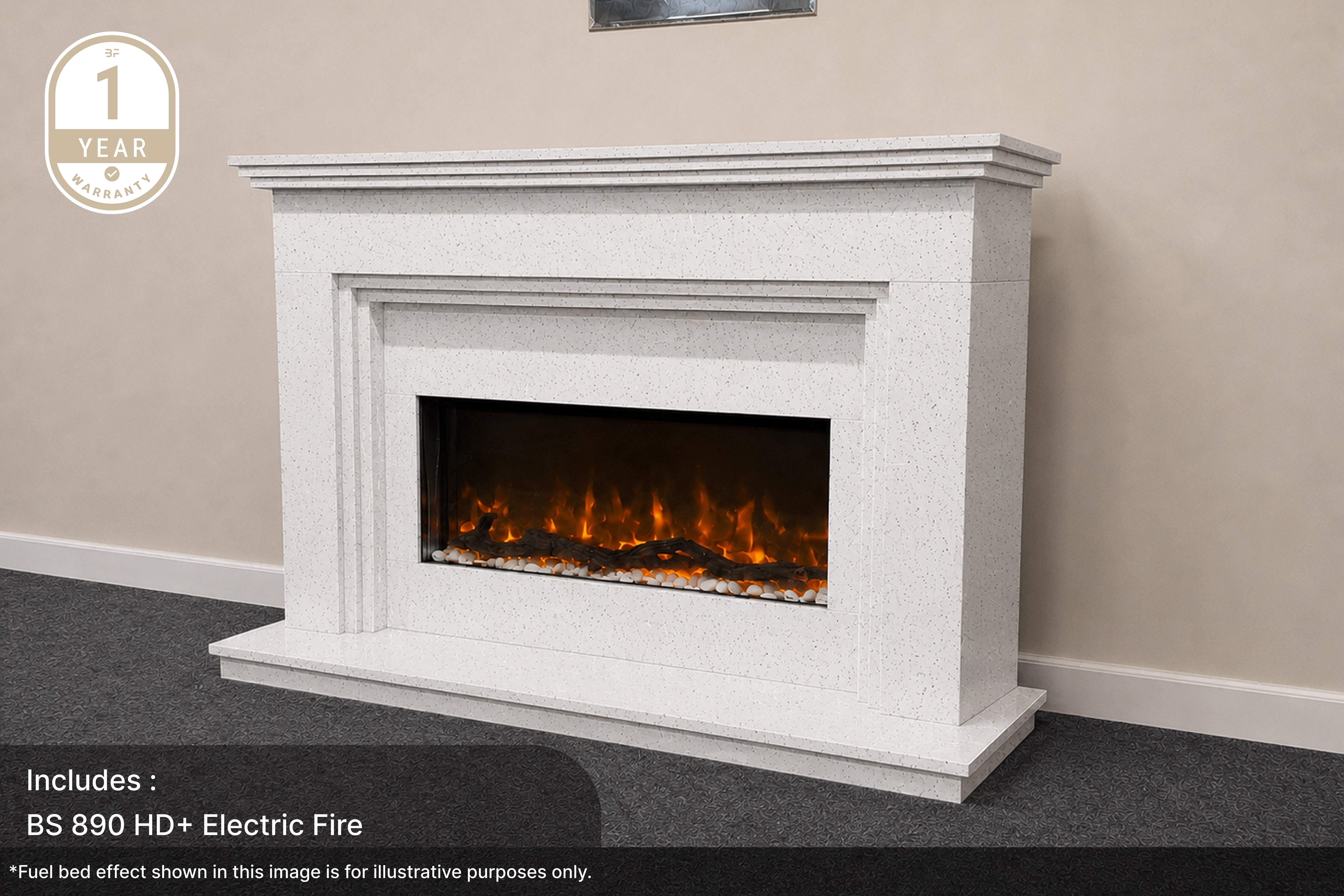 OUTLET Step Elite Marble Fireplace Suite Managers Special