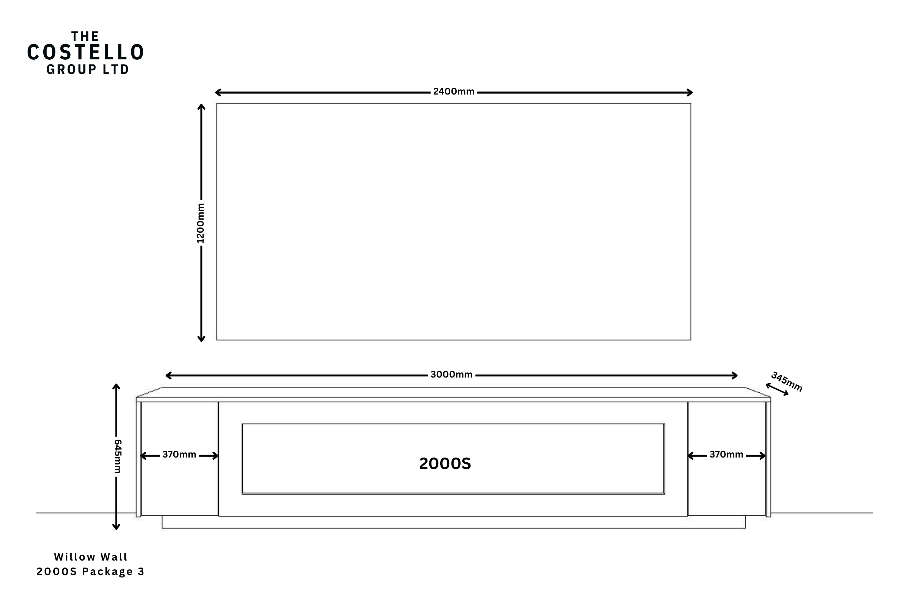 Willow Wall Floor Mounted Media Wall Electric Fire Package