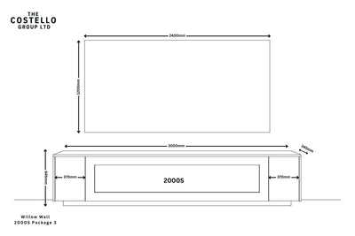 Willow Wall Floor Mounted Media Wall Electric Fire Package