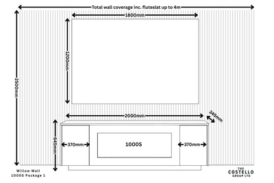 Willow Wall Floor Mounted Media Wall with Electric Fire Package