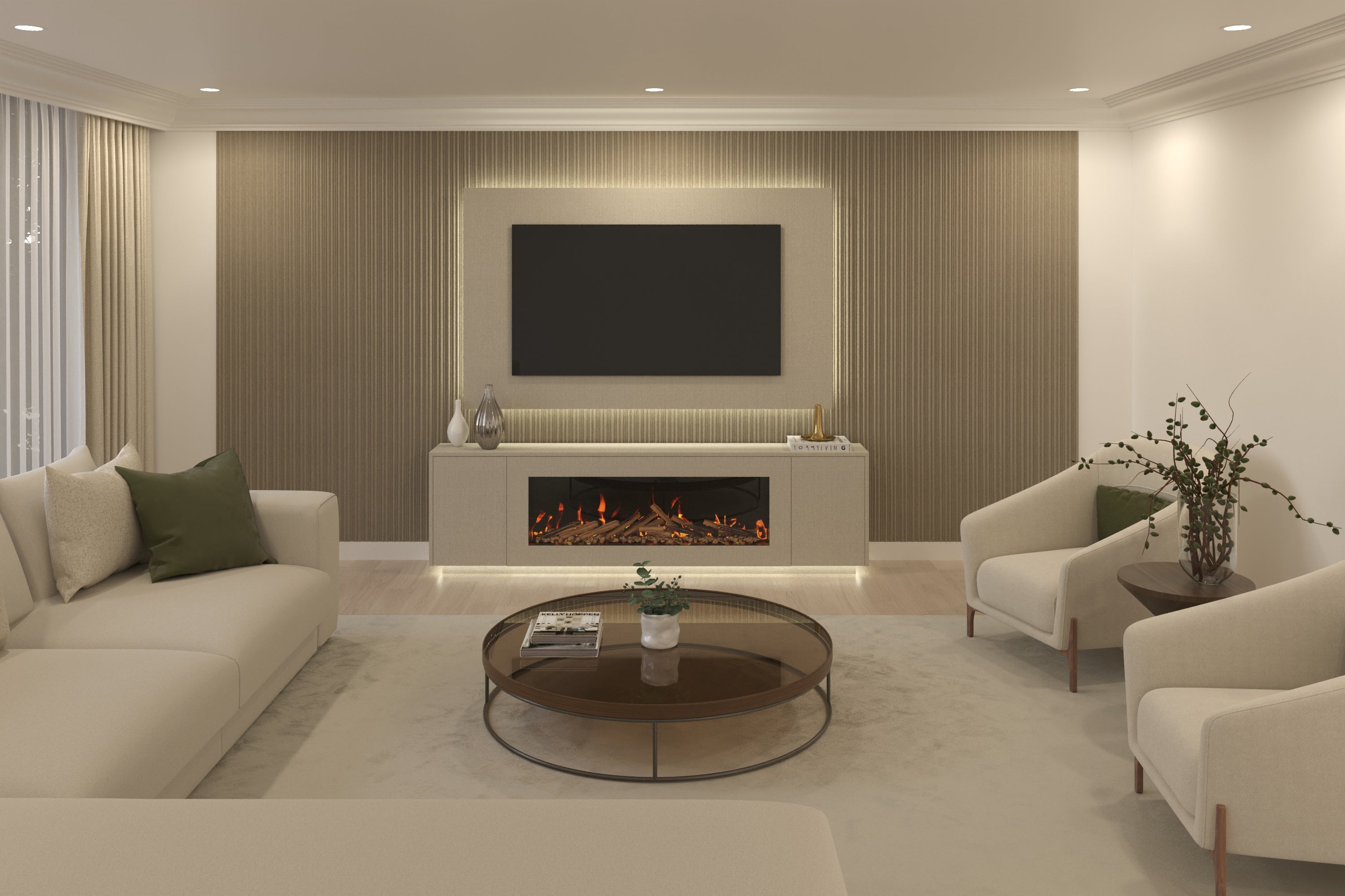 Willow Wall media wall with integrated LED mood lighting