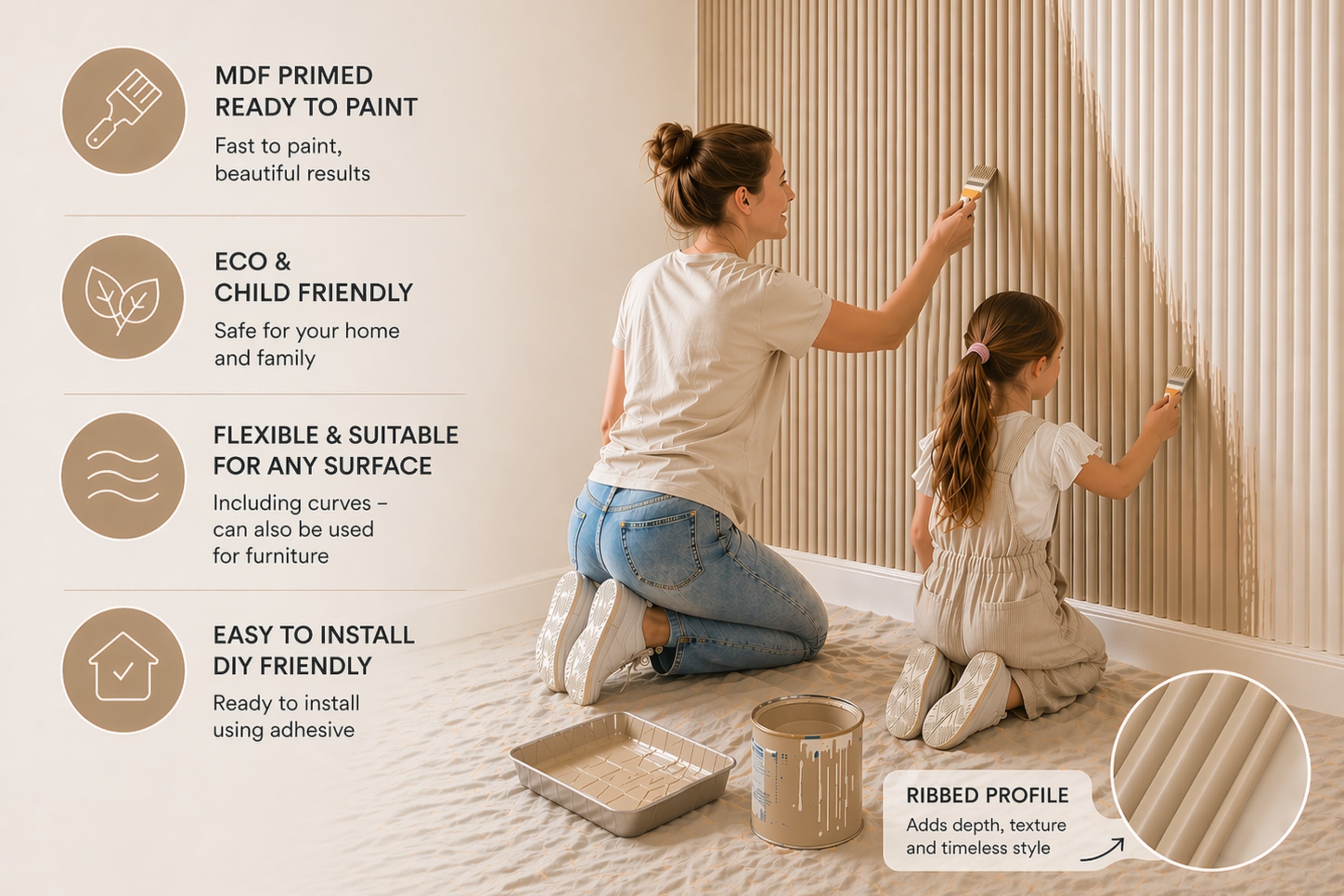 Flexible Paintable Wall Panels - Primed Ready To Paint