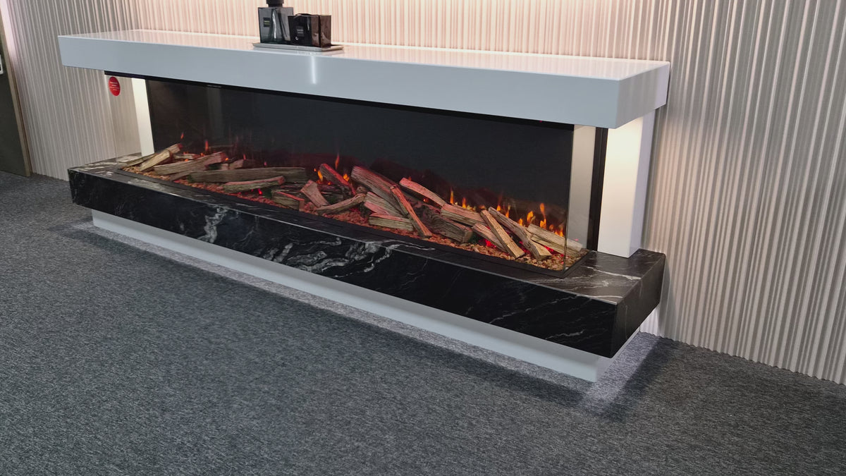 Lazio X Panoramic Marble Fireplace Suite with Electric Fire