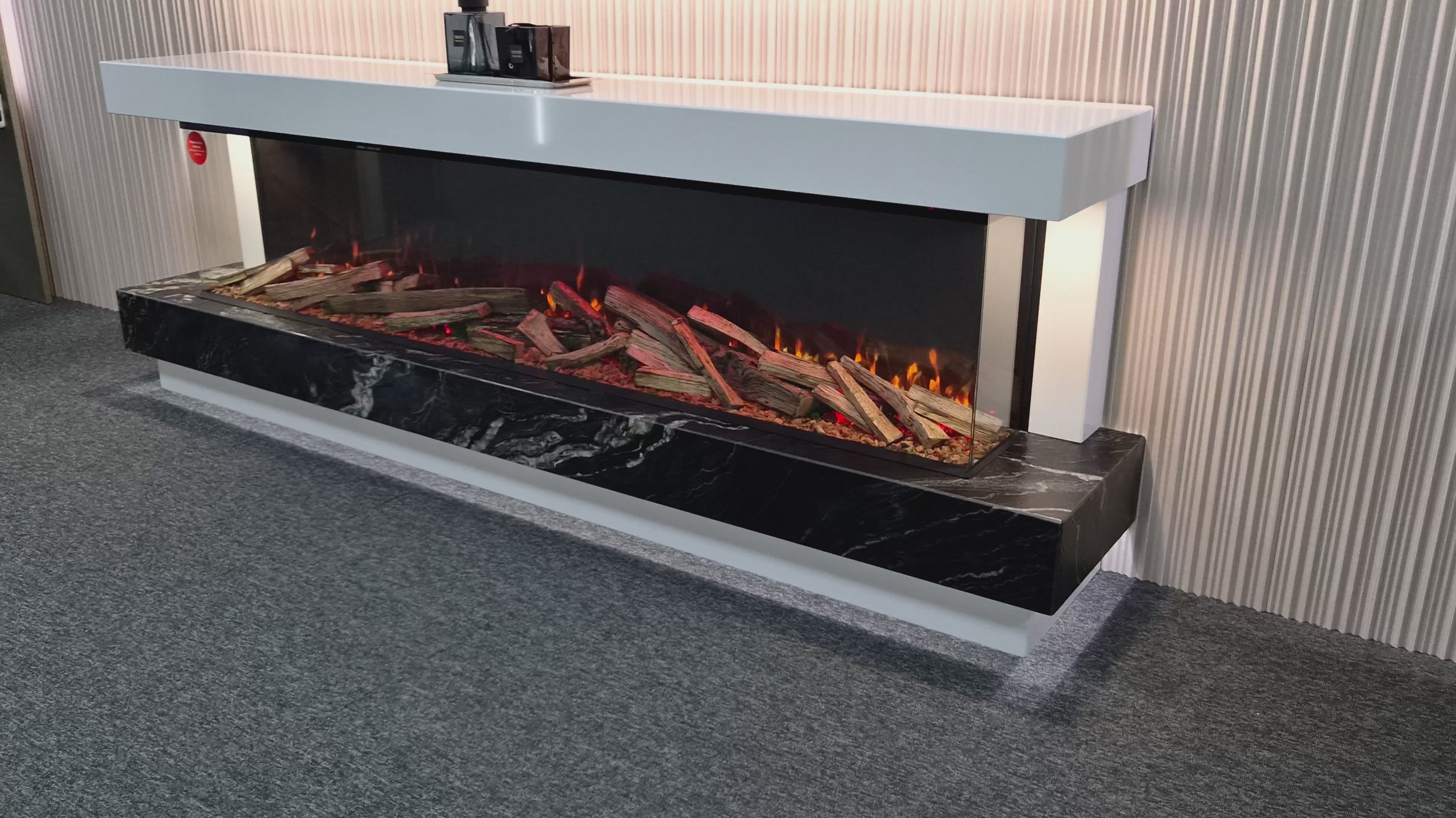 Lazio X Panoramic Marble Fireplace Suite with Electric Fire