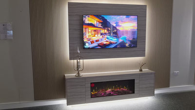 Willow Wall Floor Mounted Media Wall Electric Fire Package