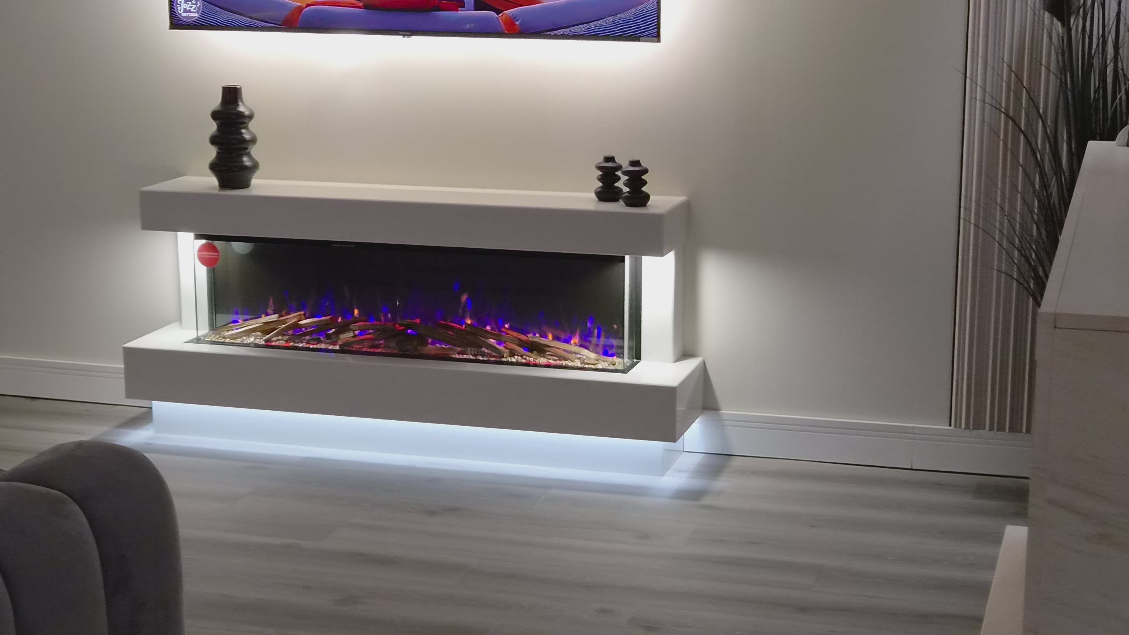 Lazio S Slim Panoramic Marble Fireplace Suite with Electric Fire