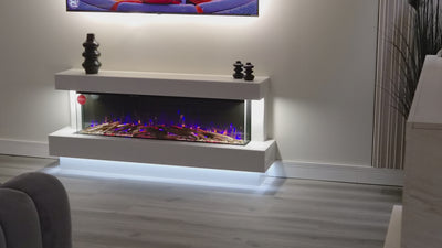 Lazio S Slim Panoramic Marble Fireplace Suite with Electric Fire
